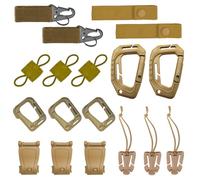 INLAZTIM 18 unidades de accesorios Molle Mosquetón Clips Sistema Molle trabillas para cinturón Molle Strap Attachments para mochilas tácticas bolsa chaleco (caqui)