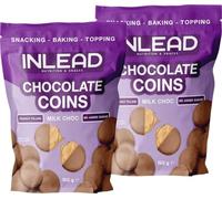 INLEAD - Chocolate Coins | Taler de chocolate con relleno de mantequilla de cacahuete | Chocolate con mantequilla de cacahuete | Sin azúcar añadido - 2x 150g (Milk Chocolate - Chocolate Blanco)