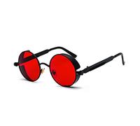 Inlefen Gafas de sol de marco redondo de metal Gafas de sol de círculo vintage para hombre y mujer