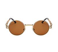 Inlefen Gafas de sol Hombres Mujeres Redondo Vintage Círculo estilo Gafas de sol Gafas de marco de metal de color Gafas