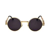 Inlefen Gafas de sol Hombres Mujeres Redondo Vintage Círculo estilo Gafas de sol Gafas de marco de metal de color Gafas