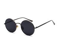 Inlefen Gafas de sol Hombres Mujeres Redondo Vintage Círculo estilo Gafas de sol Gafas de marco de metal de color Gafas gris negro