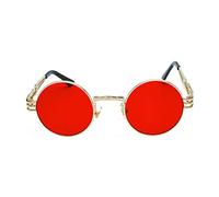 Inlefen Gafas de sol Hombres Mujeres Redondo Vintage Círculo estilo Gafas de sol Gafas de marco de metal de color Gafas