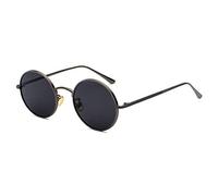 Inlefen Gafas de sol Hombres Mujeres Redondo Vintage Círculo estilo Gafas de sol Gafas de marco de metal de color Gafas pistola negra