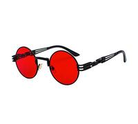 Inlefen Gafas de sol Hombres Mujeres Redondo Vintage Círculo estilo Gafas de sol Gafas de marco de metal de color Gafas