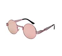 Inlefen Gafas de sol Hombres Mujeres Redondo Vintage Círculo estilo Gafas de sol Gafas de marco de metal de color Gafas