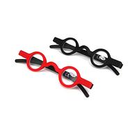 Inlefen Mini gafas de lectura pack de 2 bisagras de primavera Retro gafas redondas de lectura Negro rojo 150