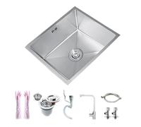 Inless Fregadero de camping de acero con grifo caliente y frío, 1 cuenco para caravana, 50 x 40 cm / 20x16in, ideal para cocinar al aire libre y uso en camping
