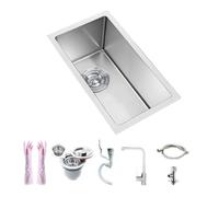 Inless - Fregadero de camping de acero con grifo caliente y frío, fregadero de 1 lavabo para caravana Cara, 43 x 26 cm / 17x10in, portátil