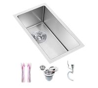 Inless - Fregadero de camping de acero con grifo frío y caliente, 1 lavabo, para caravana, 34 x 24 cm / 13x9in, ideal para cocinar al aire libre y recreación