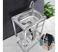 Inless - Fregadero de cocina de acero, 60 x 45 cm, agua fría y caliente, 1 agujero de 83 cm de altura, diseño moderno para uso doméstico o comercial