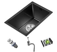 Inless - Fregadero de cocina de acero con drenaje de sifón, diseño que ahorra espacio para apartamentos, bares, caravanas, versátil para encimeras BW, ideal para espacios de acto (70 x 35 cm)