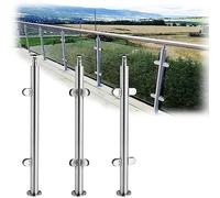 inless - Sistema de poste de barandilla de acero 304 con abrazadera y goma, se adapta a postes de balaustrada de 6 a 17 mm endurecidos, 110 cm para balaustrada plateada de 90/110 cm