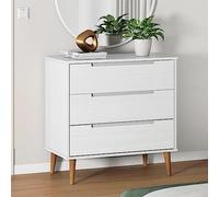 INLIFE Cajonera MOLDE blanca 80 x 40 x 80 cm de madera maciza de pino muebles, armarios y almacenamiento (20,2 kg)