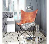 INLIFE Silla de mariposa marrón de piel auténtica, sillas (5,46 kg)