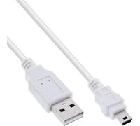 InLine 0.5m USB - Cable USB (0,5 m, USB A, Mini-USB B, 2.0, Male connector/Male connector, Blanco)