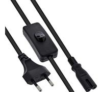 Inline 16151 - Cable de alimentación Euro con Interruptor, Enchufe de alimentación CEE 7/16 a IEC-C7, 2 Pines, para Dispositivos audiovisuales, Color Negro