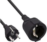 InLine® Alargador de Corriente con protección de Contacto Macho/Hembra, Negro, 1 m