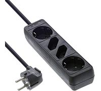 InLine 16441 - Regleta (4 enchufes, 2 contactos de protección y 2 Euros, 1,5 m), Color Negro