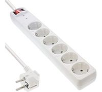 InLine 16461Q - Regleta con 6 enchufes (protección contra sobretensiones, con Interruptor, 1,5 m), Color Blanco