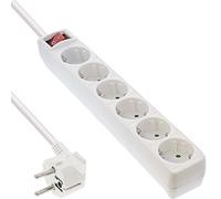 InLine 16465S - Regleta con 6 enchufes (Contacto, con Interruptor, 5 m), Color Blanco