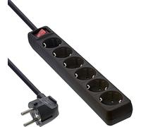 InLine 16465T - Regleta con 6 enchufes (Contacto, con Interruptor, 5 m), Color Negro