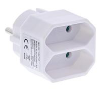 InLine® 16471D - Adaptador de enchufe con protección contra contactos, 2 enchufes europeos, color blanco