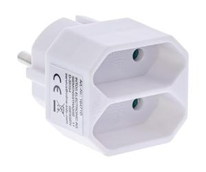 InLine® 16471D - Adaptador de enchufe con protección contra contactos, 2 enchufes europeos, color blanco