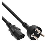 InLine 16653K - Cable (3 m, Male connector / Female connector, Enchufe tipo K, C13 acoplador, 250 V, Negro)