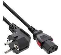 Inline 16951L - Cable de alimentación con protección de Contacto en ángulo en C13 con Bloqueo para PC, Servidor, Monitor, Color Negro, 1 m