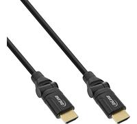 InLine 17055W - Cable HDMI de alta velocidad con Ethernet, macho a macho, contactos múltiples, conector en ángulo flexible, 0,5 m, color negro