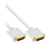 InLine 17772W Cable DVI - Cable Pantalla Ordenador, Cables DVI (2m, Macho/Macho, Oro) Oro, Color Blanco
