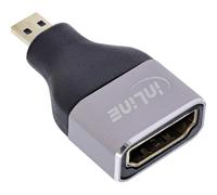 Inline 17991B - Adaptador HDMI Hembra a Micro D Macho (8 K UHD, contactos chapados en Oro, Carcasa de Aluminio, para conexión y extensión de Cables HDMI)