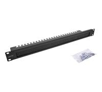 Inline 19111N - Placa pasacables con Cepillo y Barra de Cables, 1U, RAL 9005, Color Negro, para Armario de Red y Armario de Servidor, gestión de Cables Profesional