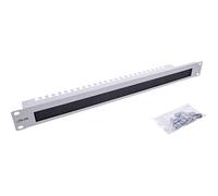 Inline 19111O - Placa pasacables con Cepillo y Barra de Cables, 1U, Color Gris RAL 7035, para Armario de Red y Armario de Servidor, gestión de Cables Profesional