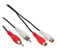 InLine 2.5m 2x RCA M/FM - cables de audio (2,5m, 2 x RCA, Macho/hembra) Negro, Rojo, Color blanco