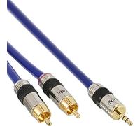 InLine 20m 2X RCA/3.5mm Premium - Cables de Audio (20m, 3.5mm, Macho/Macho) Azul