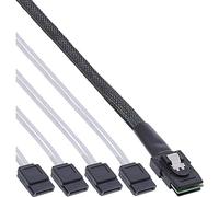 InLine 27610 0,75 m Serial Attached SCSI (SAS) Cable - Serial Attached SCSI (SAS) Cables (Mini SAS SFF8087, 4 x SATA, Male/Male, Red, 0,75 m)