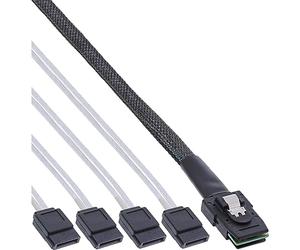 InLine 27610 0,75 m Serial Attached SCSI (SAS) Cable - Serial Attached SCSI (SAS) Cables (Mini SAS SFF8087, 4 x SATA, Male/Male, Red, 0,75 m)
