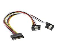 InLine 29683y y de Cable, SATA Hembra a 2 x SATA Conector acodado con Solapas de Seguridad, 0,3 m, Color Negro