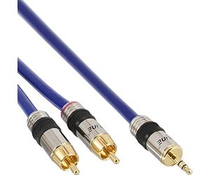 InLine 2m 2x RCA/3.5mm Premium - Cable RGB (2 metros), azul