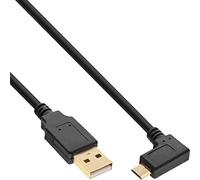 InLine 31705T - Cable micro USB 2.0 (conector USB-A macho a conector micro B acodado, contactos dorados, 0,5 m)
