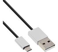 InLine 31730I - Cable USB (3 m, USB A, Micro-USB B, 2.0, Male connector / Male connector, Aluminio, Negro)