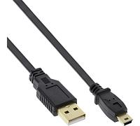 InLine 31810F - Cable plano USB 2.0 (conector USB A macho a conector mini B de 5 pines, 1 m), color negro