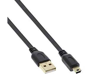 InLine 31810F - Cable plano USB 2.0 (conector USB A macho a conector mini B de 5 pines, 1 m), color negro