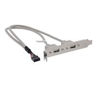 InLine 33391 - Placa de Ranura USB 2.0, 2 Conectores USB Hembra a 1 Conector de Poste de 10 Pines, 35 cm