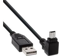InLine 34105 - Cable mini USB 2.0 (conector A a conector mini B de 5 pines, acodado, 90°, 0,5 m), color negro