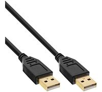 InLine 34330S - Cable USB 2.0 (conector A a A, conectores dorados, 3 m), color negro