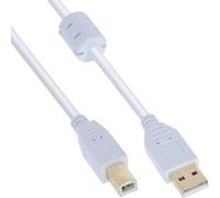 InLine 34518W - Cable USB 2.0 (Conector A a Conector B, núcleo de ferrita, 2 m), Color Blanco y Dorado