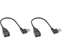 InLine 34602R Smart USB 2.0 - Cable alargador en ángulo (macho/hembra, tipo A, 0,2 m), color negro (Paquete de 2)